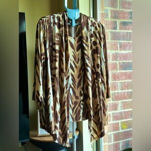 Mock Two-Piece Brown and Tan Animal Print Cardigan